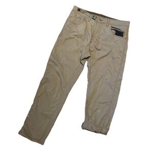 PrAna Stretch Zion Pants Mens 36 Brown Straight Fit Outdoor Hiking Cargo *flaw